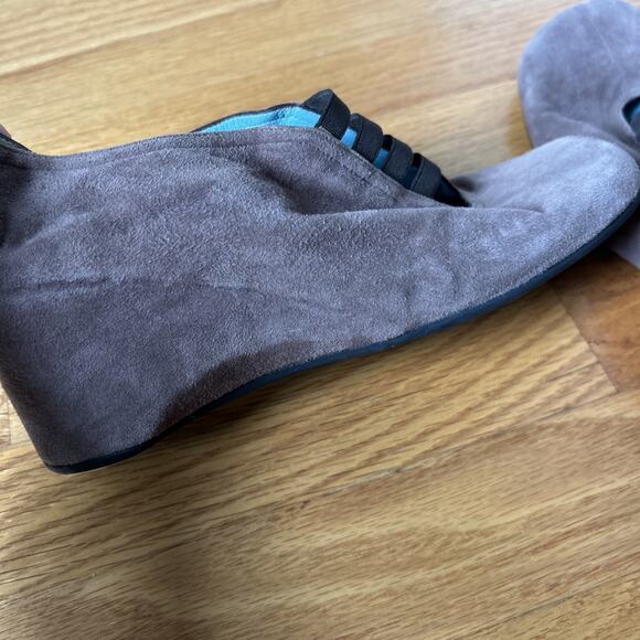 Thierry Rabotin Wedge Brown Leather Suede Round Toe Straps Shoes Size EU38/US7.5 - Picture 11 of 11